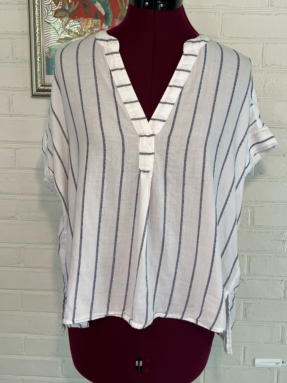 Madewell White & Navy Striped Top Size XS
